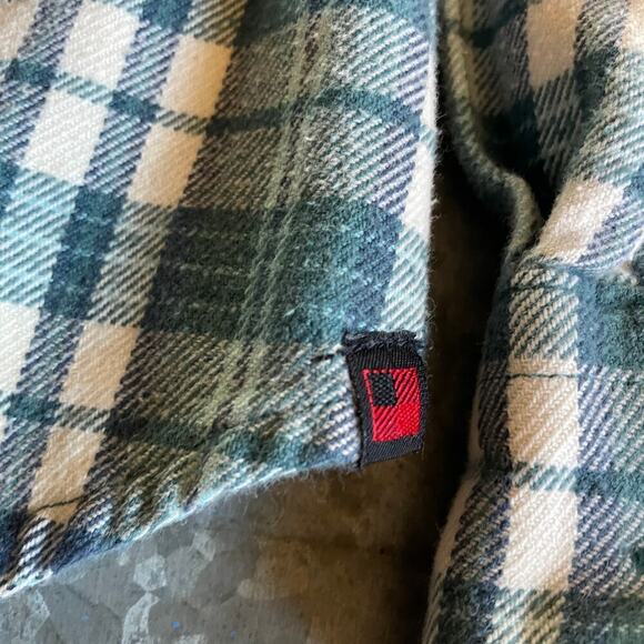 Woolrich Plaid Flannel Button Up Shirt Mens Large Long 6280 Blue Green Mallard - Picture 3 of 11